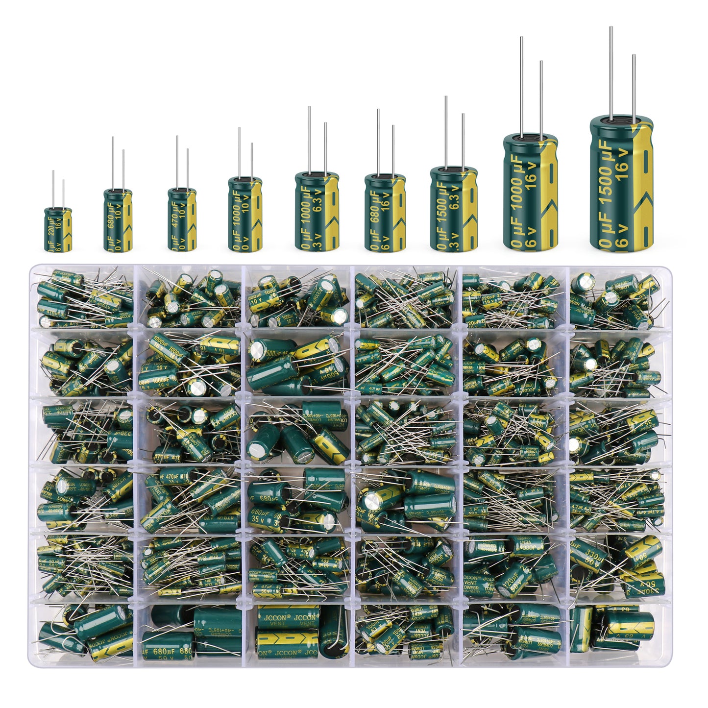 BEEYUIHF 925Pcs 36Values Aluminum Electrolytic Capacitor Assortment Kit Lowesr Capacitors Assorted Kits 1uF 4.7uF 10uF 22uF 47uF 100uF 220uF 330uF 470uF 680uF 1000uF