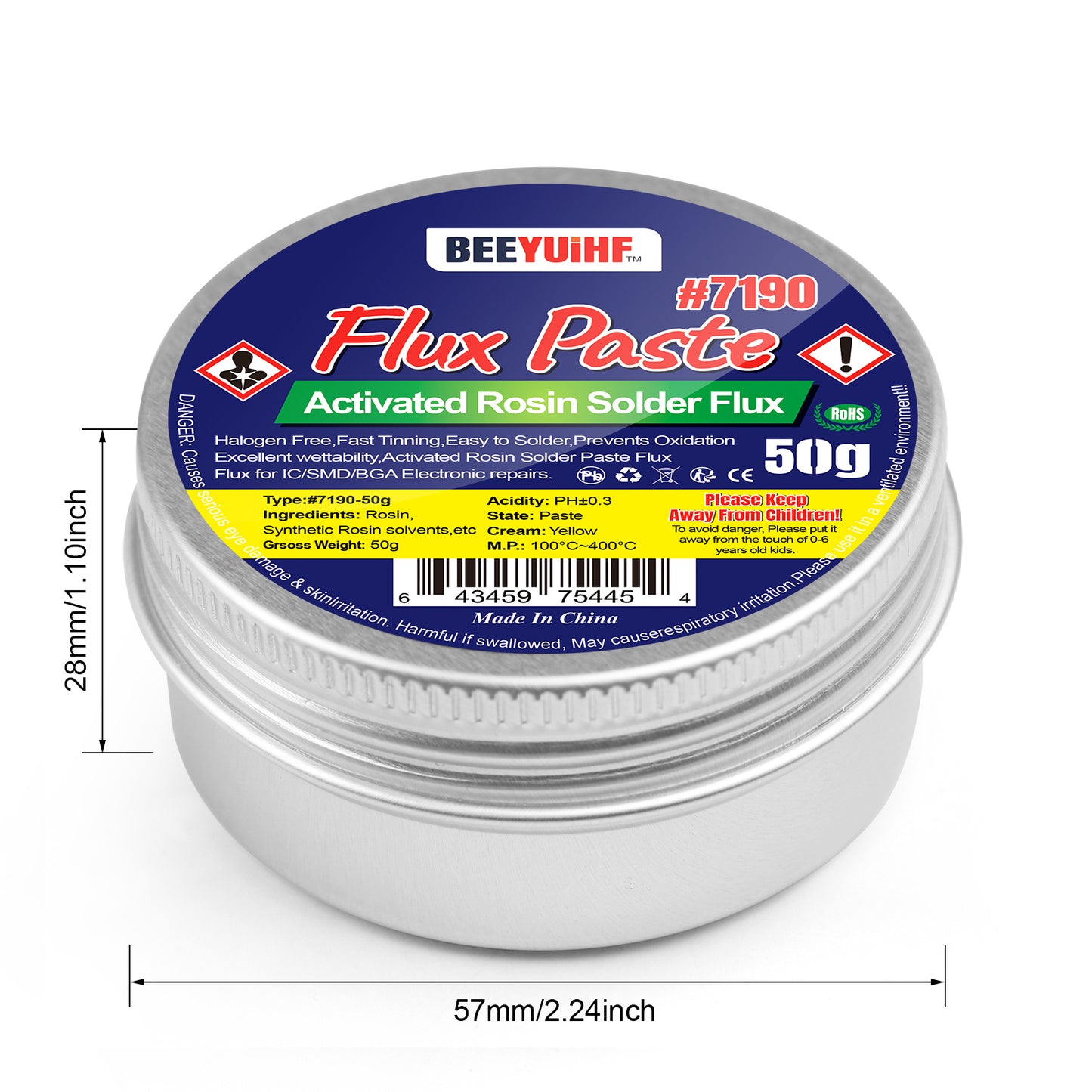 BEEYUIHF Rosin Solder Flux Paste, Flux for Soldering for SMD BGA LED PCB IC CPU electronic repair & soldering (1.76oz/50g)