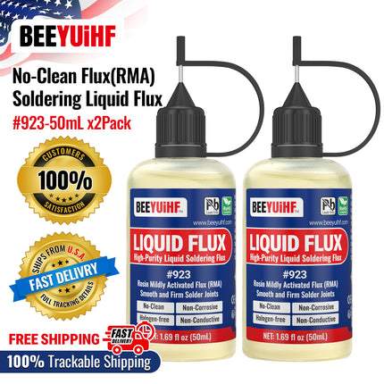 100ml/3.38oz BEEYUIHF 923 No Clean Liquid Solder Flux Dropper NEEDLE TIP BOTTLES