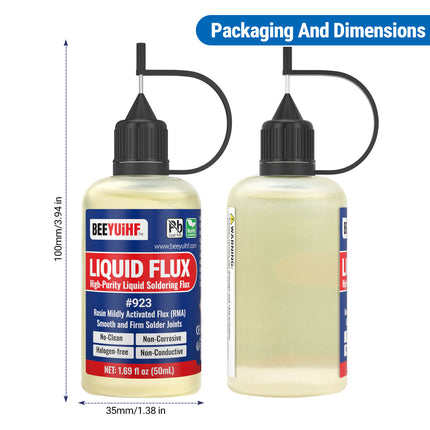 100ml/3.38oz BEEYUIHF 923 No Clean Liquid Solder Flux Dropper NEEDLE TIP BOTTLES