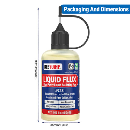 100ml/3.38oz BEEYUIHF 923 No Clean Liquid Solder Flux Dropper NEEDLE TIP BOTTLES