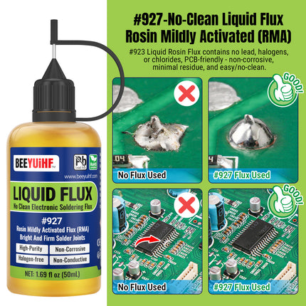 100ml/3.38oz BEEYUIHF 927 RMA No Clean Liquid Solder Flux Dropper for Soldering