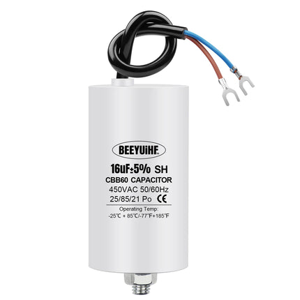 BEEYUIHF CBB60 Condensateur de Démarrage Moteur condensateur 50 / 60Hz 450VAC avec fil Câble vis M8