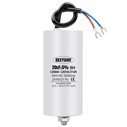 BEEYUIHF CBB60 Condensateur de Démarrage Moteur condensateur 50 / 60Hz 450VAC avec fil Câble vis M8