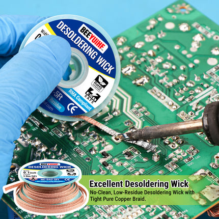 30ml/1oz BEEYUIHF 927 Rosin No Clean Liquid Solder Flux, 2PCS Solder Wick Braid