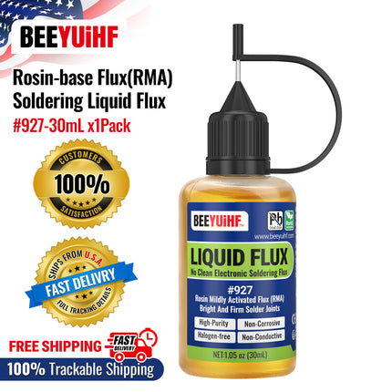 30ml BEEYUIHF 927 Rosin No Clean Liquid Solder Flux Dropper NEEDLE TIP BOTTLES
