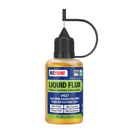 30ml BEEYUIHF 927 Rosin No Clean Liquid Solder Flux Dropper NEEDLE TIP BOTTLES