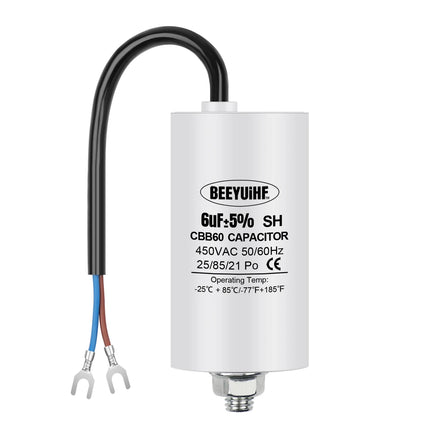 BEEYUIHF CBB60 Condensateur de Démarrage Moteur condensateur 50 / 60Hz 450VAC avec fil Câble vis M8