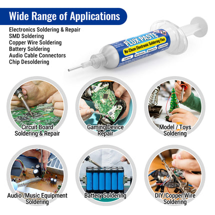 BEEYUIHF 10mL No Clean Soldering Flux Paste, 2PCS Desoldering Wick Braid 5ft