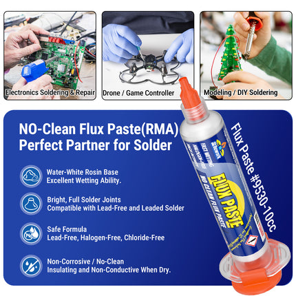 BEEYUIHF 10mL No Clean Soldering Flux Paste with 10ft Desoldering Wick Braid