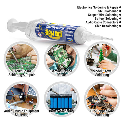 BEEYUIHF 10mL No Clean Soldering Flux Paste with 10ft Desoldering Wick Braid