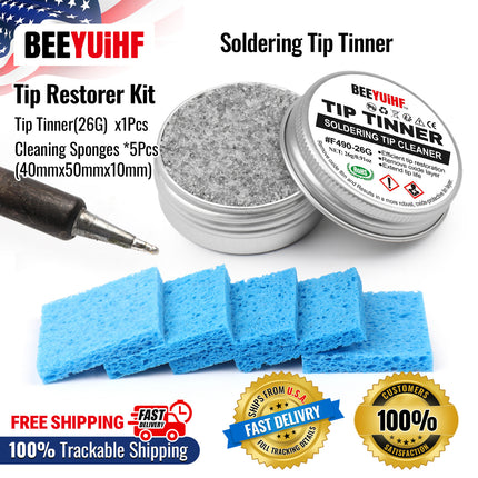 BEEYUIHF 26g Soldering Tip Tinner Activator Cleaner Refresher 5 Cleaning Sponge
