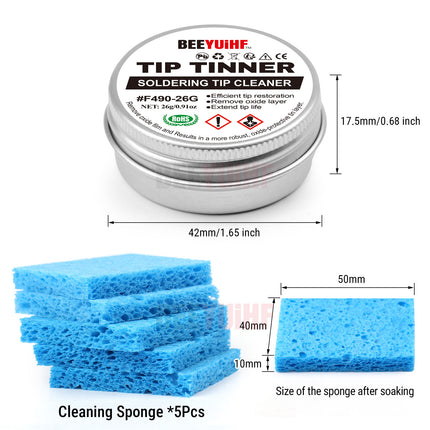 BEEYUIHF 26g Soldering Tip Tinner Activator Cleaner Refresher 5 Cleaning Sponge