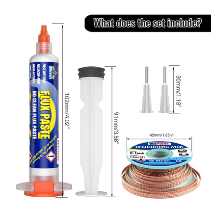BEEYUIHF 30mL No Clean Soldering Flux Paste with 10ft Desoldering Wick Braid