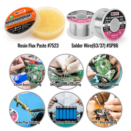 BEEYUIHF 40G Rosin Solder Flux, 2PCS Sn63Pb37 Tin Core Solder Wire 50g 0.8mm