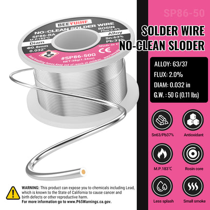 BEEYUIHF 40G Rosin Solder Flux, 2PCS Sn63Pb37 Tin Core Solder Wire 50g 0.8mm