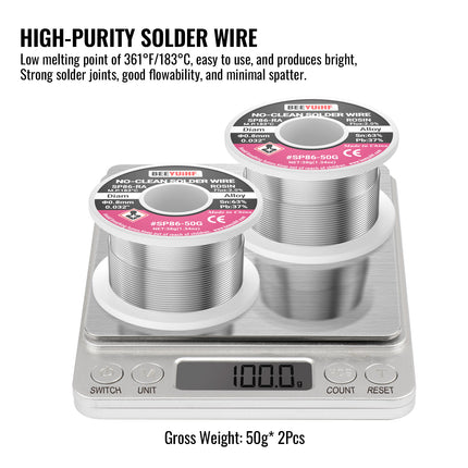 BEEYUIHF 40G Rosin Solder Flux, 2PCS Sn63Pb37 Tin Core Solder Wire 50g 0.8mm