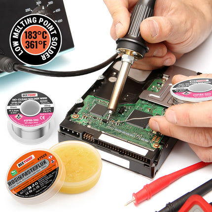 BEEYUIHF 40G Rosin Solder Flux, 2PCS Sn63Pb37 Tin Core Solder Wire 50g 0.8mm