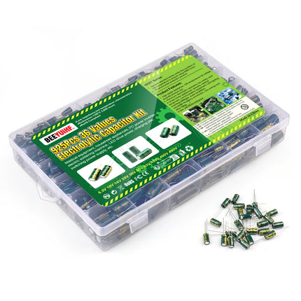 BEEYUIHF 925Pcs 36Values Aluminum Electrolytic Capacitor Assortment Kit Lowesr Capacitors Assorted Kits 1uF 4.7uF 10uF 22uF 47uF 100uF 220uF 330uF 470uF 680uF 1000uF