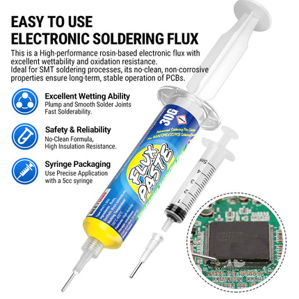 BEEYUIHF 9471 Soldering Flux For electronics Circuit Board Rework/Repair, No Clean Solder Paste Flux, Good Adhesion for Soldering Electrical Components (30g Syringe)