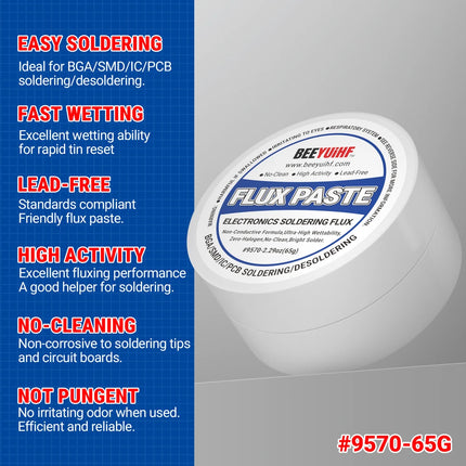 BEEYUIHF 9570 Rosin Soldering Paste Flux For Electronics, No Clean Flux for Circuit Boards Electrical Repairs and Copper Electrical Wire  (2.29oz Jar)  No Goopy Mess smooth solder joints with minimal effort No unpleasant odor