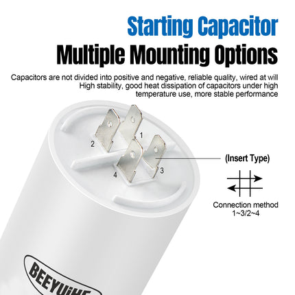 BEEYUIHF CBB60 Condensateur de Démarrage Moteur condensateur 50 / 60Hz 450VAC avec vis M8 pour moteur électrique / sèche-linge / Machine à Laver