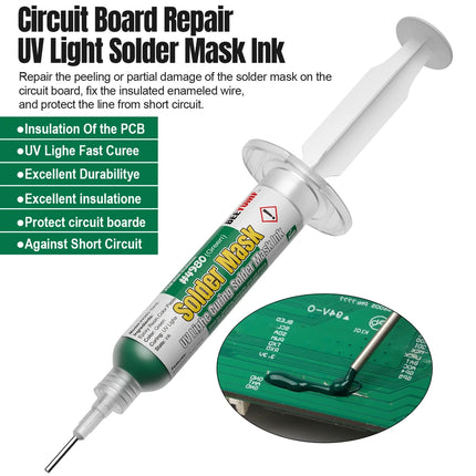 BEEYUIHF Green UV Light Curing Solder mask Oil, Solder Mask Ink, UV Curing Solder Mask Ink, PCB BGA Solder Resist Ink,Prevent Corrosive Arcing (10cc/Syringe) #4980