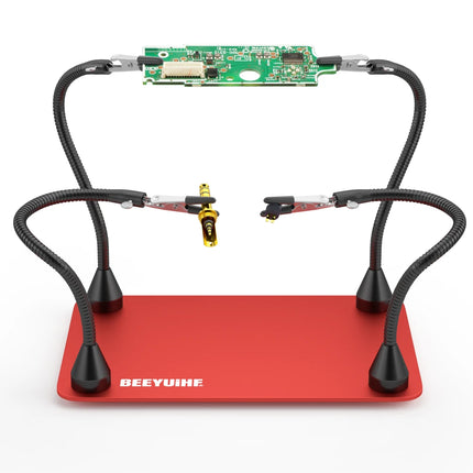 BEEYUIHF Helping Hands Soldering Station 4 Magnifier Flexible Arms Solder Helping Hands, Third Hand Soldering Tool for Electronic Repair Soldering Jewelry Crafts #MK90
