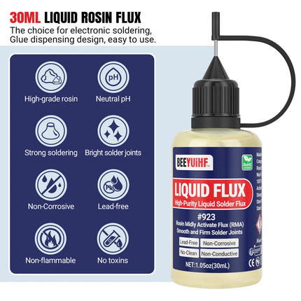 BEEYUIHF No Clean Liquid Solder Flux Dropper, Electrical Liquid Rosin Soldering Flux, Liquid Flux Soldering Squeeze Bottle (30 mL/1.05Oz.)