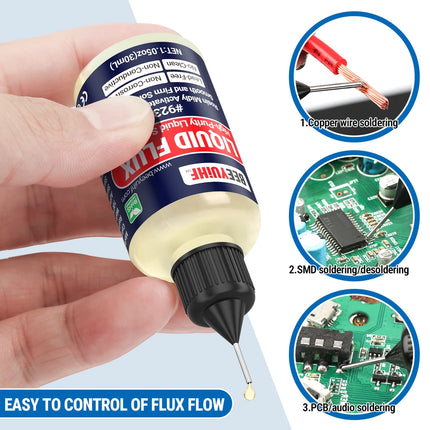 BEEYUIHF No Clean Liquid Solder Flux Dropper, Electrical Liquid Rosin Soldering Flux, Liquid Flux Soldering Squeeze Bottle (30 mL/1.05Oz.)