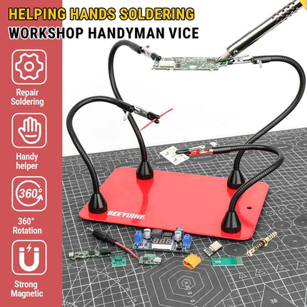 BEEYUIHF Magnetic Helping Hands Soldering Station 4 Flexible Arms Help MK90