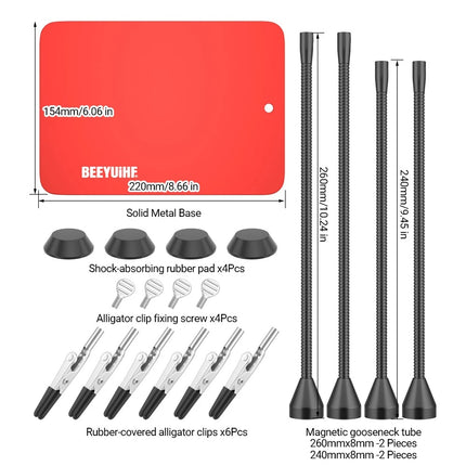 BEEYUIHF Magnetic Helping Hands Soldering Station 4 Flexible Arms Help MK90