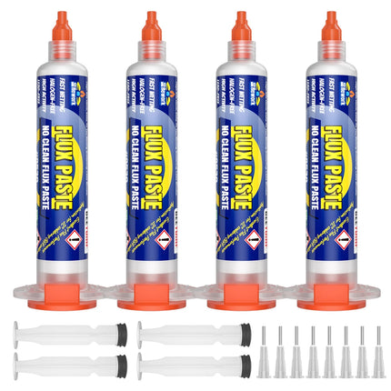BEEYUIHF No-Clean Soldering Flux Paste, flux for Soldering, Electronics Solder Paste Flux for PCB/IC/BGA/SMD/SMT/LED Repairing (10mL Syringe)  #9530 (4 Pack)