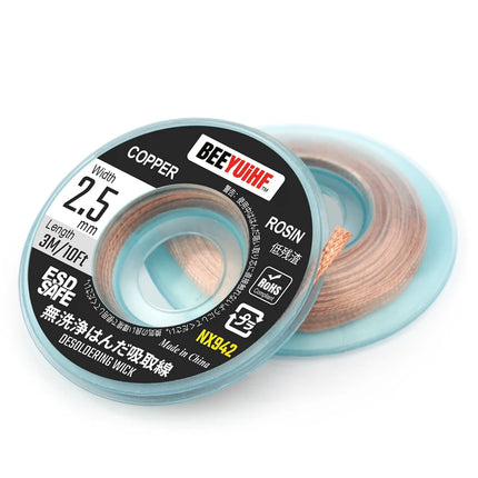 BEEYUIHF No Clean Desoldering wick Braid, No residue Solder wick Braid with Flux,  Solder Remover wire Kit, Cable Remover Tool Solder Sucker,w 0.10'' L 9.8' (Pack of 1Pcs) #NX942