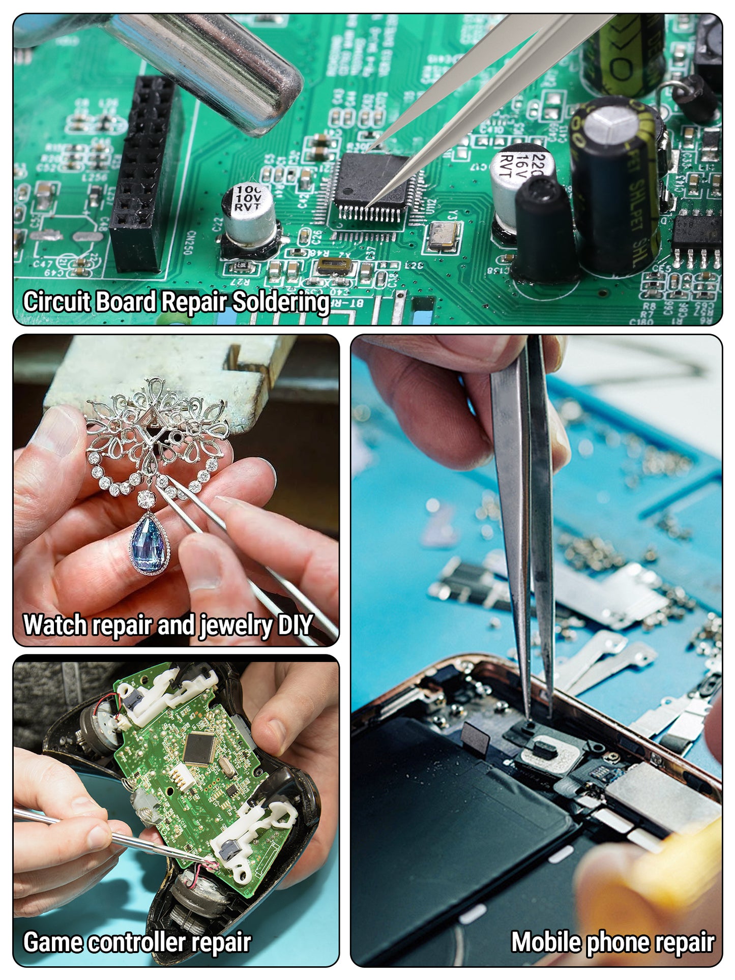 BEEYUIHF Precision Tweezers, Non-Magnetic Tweezers, 302 Stainless Steel Fine Tip Straight Long Tweezers for Gundam, Craft, Electronics, Jewelry-Making, 3D Resin Parts, Industrial Tweezers, Hardness HRC 40~45°