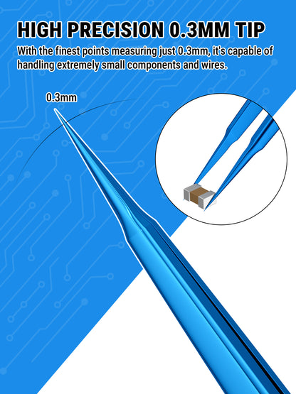 BEEYUIHF Precision Tweezers, Stainless Steel Fine-Pointed Tweezers for Electronics, Crafts, Soldering, PCB Rework, Repair, Laboratory Work, and Jewelry-Making Tweezers #HST-11