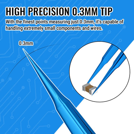 BEEYUIHF Precision Tweezers, Stainless Steel Fine-Pointed Tweezers for Electronics, Crafts, Soldering, PCB Rework, Repair, Laboratory Work, and Jewelry-Making Tweezers #HST-11