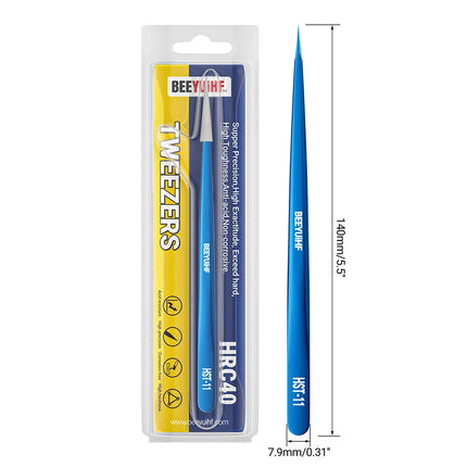 BEEYUIHF Precision Tweezers, Stainless Steel Fine-Pointed Tweezers for Electronics, Crafts, Soldering, PCB Rework, Repair, Laboratory Work, and Jewelry-Making Tweezers #HST-11