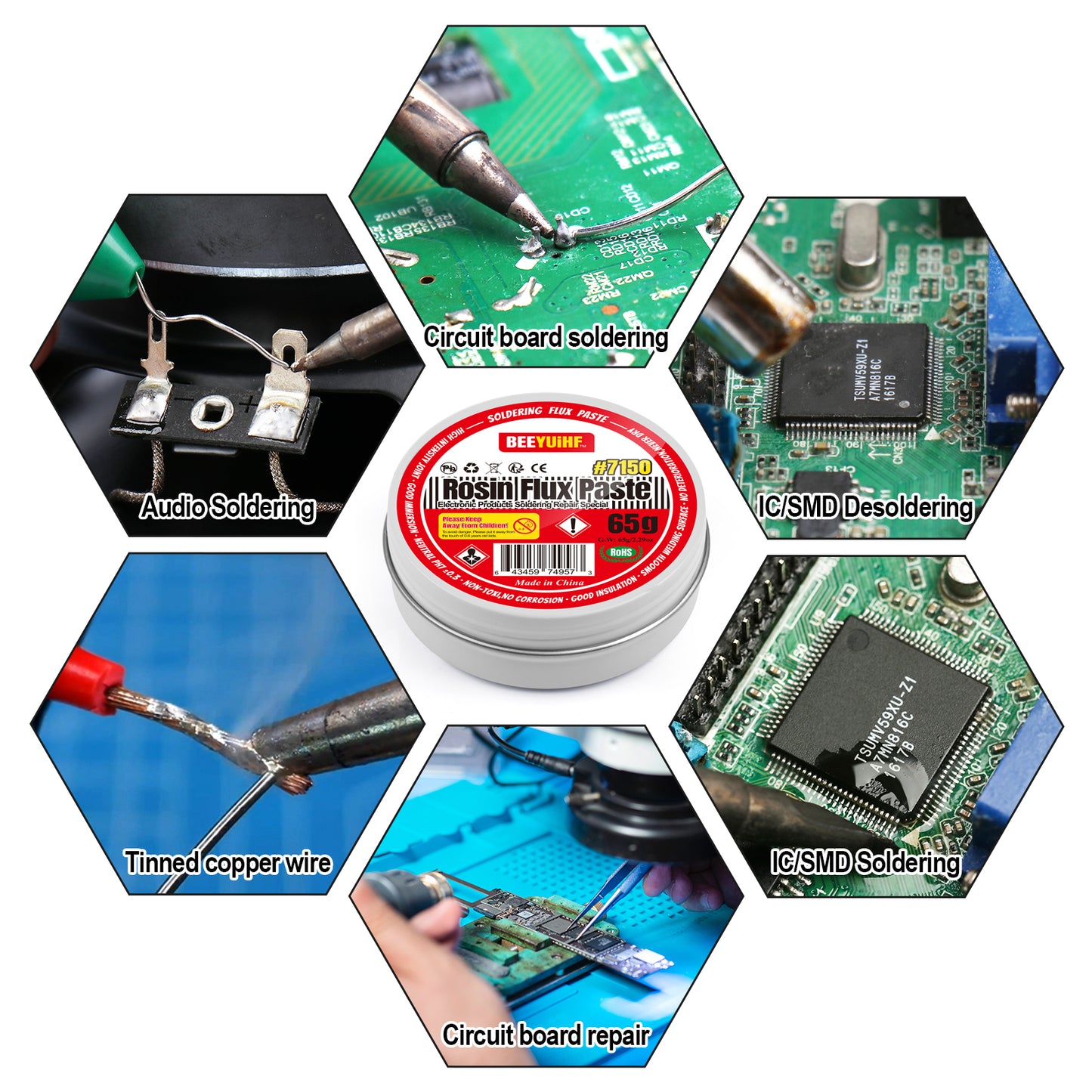 BEEYUIHF Rosin Soldering Paste Flux For SMD PCB BGA Soldering & Repair electronics Soldering (2.29oz/65g)