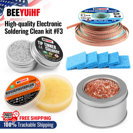 BEEYUIHF Soldering Kit 2 Desoldering Wick 1 Flux 5 Cleaning Sponge for Tips