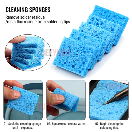 BEEYUIHF Soldering Kit 2 Desoldering Wick 1 Flux 5 Cleaning Sponge for Tips