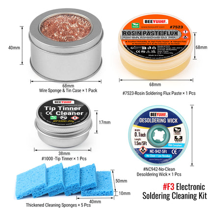 BEEYUIHF Soldering Kit 2 Desoldering Wick 1 Flux 5 Cleaning Sponge for Tips