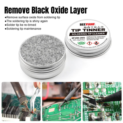 BEEYUIHF Soldering Tip Tinner Cleaner, Lead Free Oxidation Cleaning Paste, Refresher Tip Tinner Flux, Soldering Tip Cleaning #F490 (0.92oz/26g)