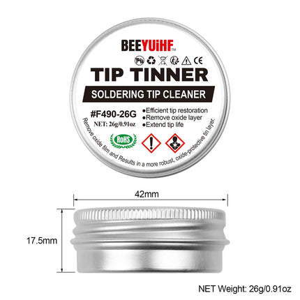 BEEYUIHF Soldering Tip Tinner Cleaner, Lead Free Oxidation Cleaning Paste, Refresher Tip Tinner Flux, Soldering Tip Cleaning #F490 (0.92oz/26g)