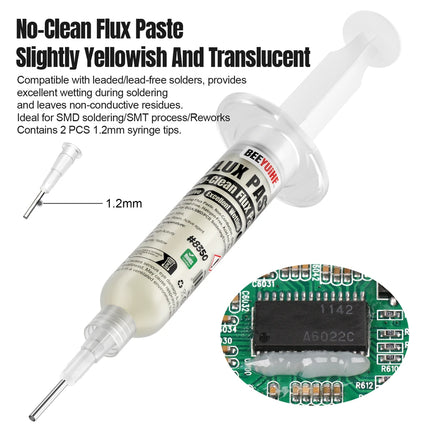 BEEYUIHF Soler Flux 10cc Soldering Paste, Rosin Soldering Flux Paste, For Soldering LED BGA SMD PGA PCB Repair, Lead-Free, No-Clean Solder Flux, Syringe welding Flux (0.63oz/18g)