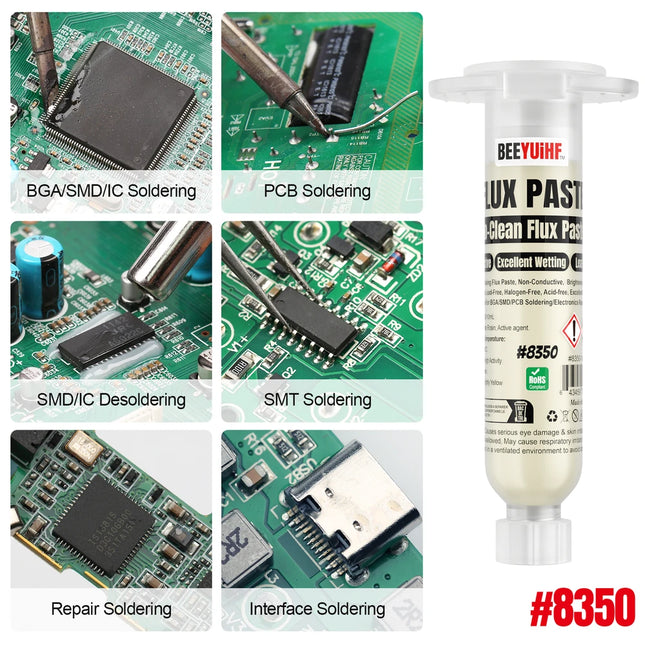 BEEYUIHF Soler Flux 10cc Soldering Paste, Rosin Soldering Flux Paste, For Soldering LED BGA SMD PGA PCB Repair, Lead-Free, No-Clean Solder Flux, Syringe welding Flux (0.63oz/18g)