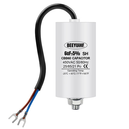 BEEYUIHF CBB60 Condensateur de Démarrage Moteur condensateur 50 / 60Hz 450VAC avec fil Câble vis M8