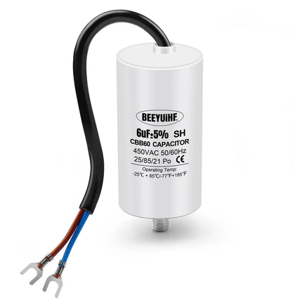 BEEYUIHF CBB60 Condensateur de Démarrage Moteur condensateur 50 / 60Hz 450VAC avec fil Câble vis M8
