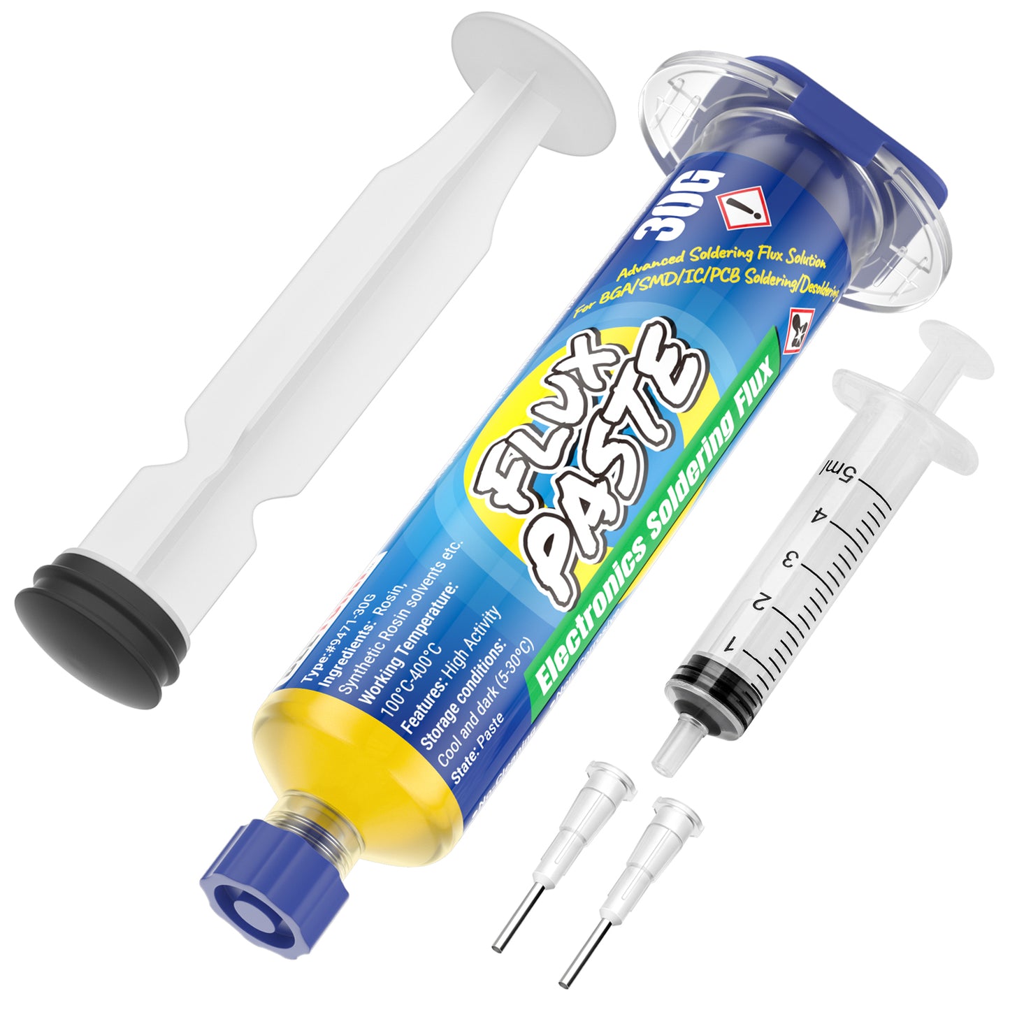 BEEYUIHF 9471 Soldering Flux For electronics Circuit Board Rework/Repair, No Clean Solder Paste Flux, Good Adhesion for Soldering Electrical Components (30g Syringe)