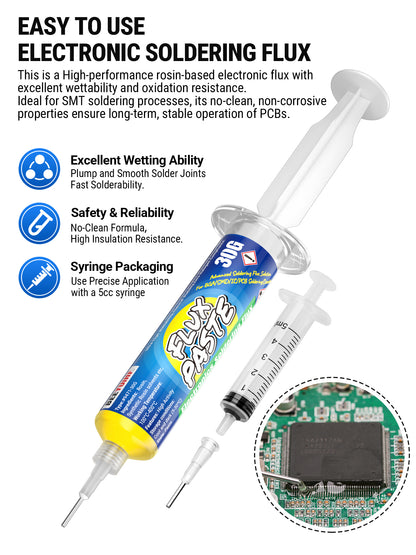 BEEYUIHF 9471 Soldering Flux For electronics Circuit Board Rework/Repair, No Clean Solder Paste Flux, Good Adhesion for Soldering Electrical Components (30g Syringe)
